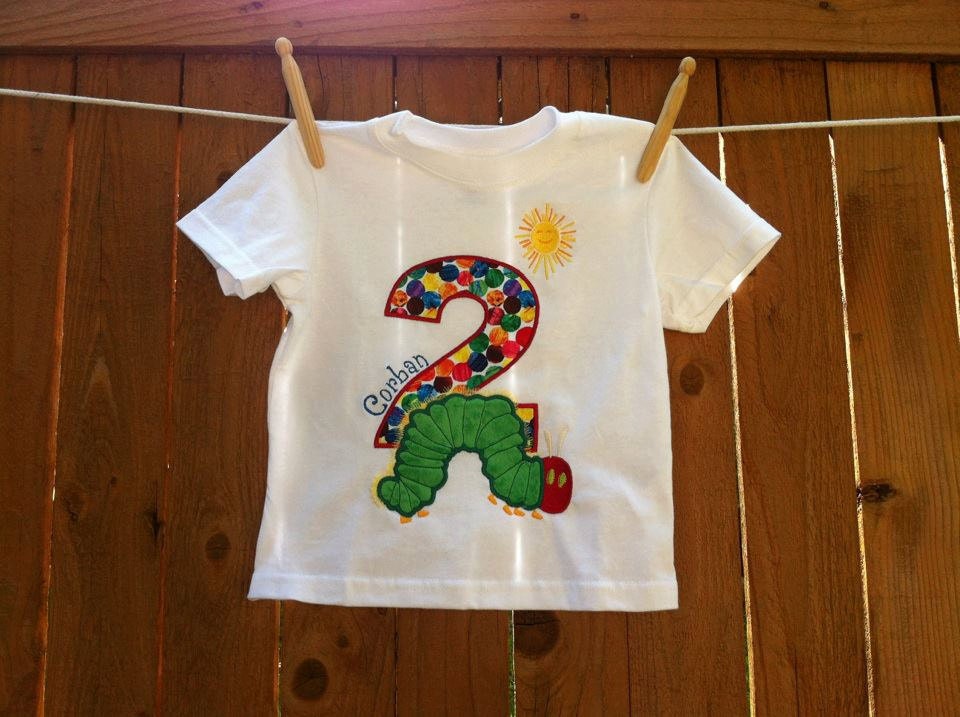 Very Hungry Caterpillar applique and embroidery birthday shirt