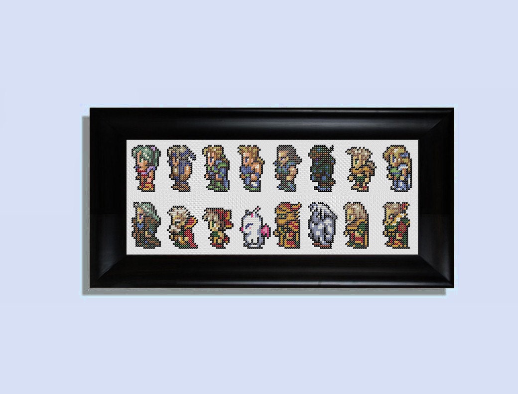 Final Fantasy 6 character sheet cross stitch kit - (Final Fantasy III for the SNES)