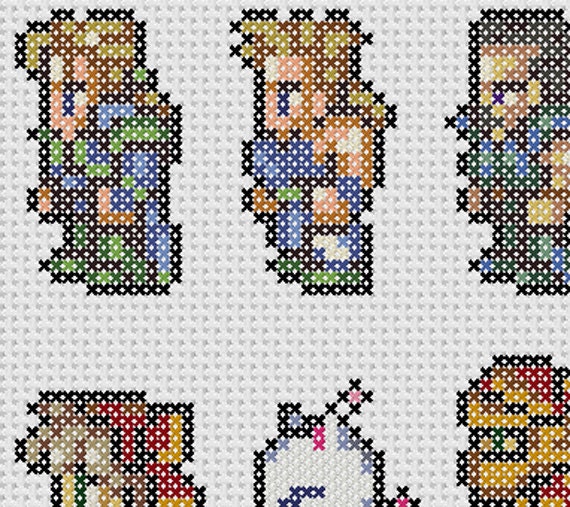 Final Fantasy 6 character sheet cross stitch kit - (Final Fantasy III for the SNES)