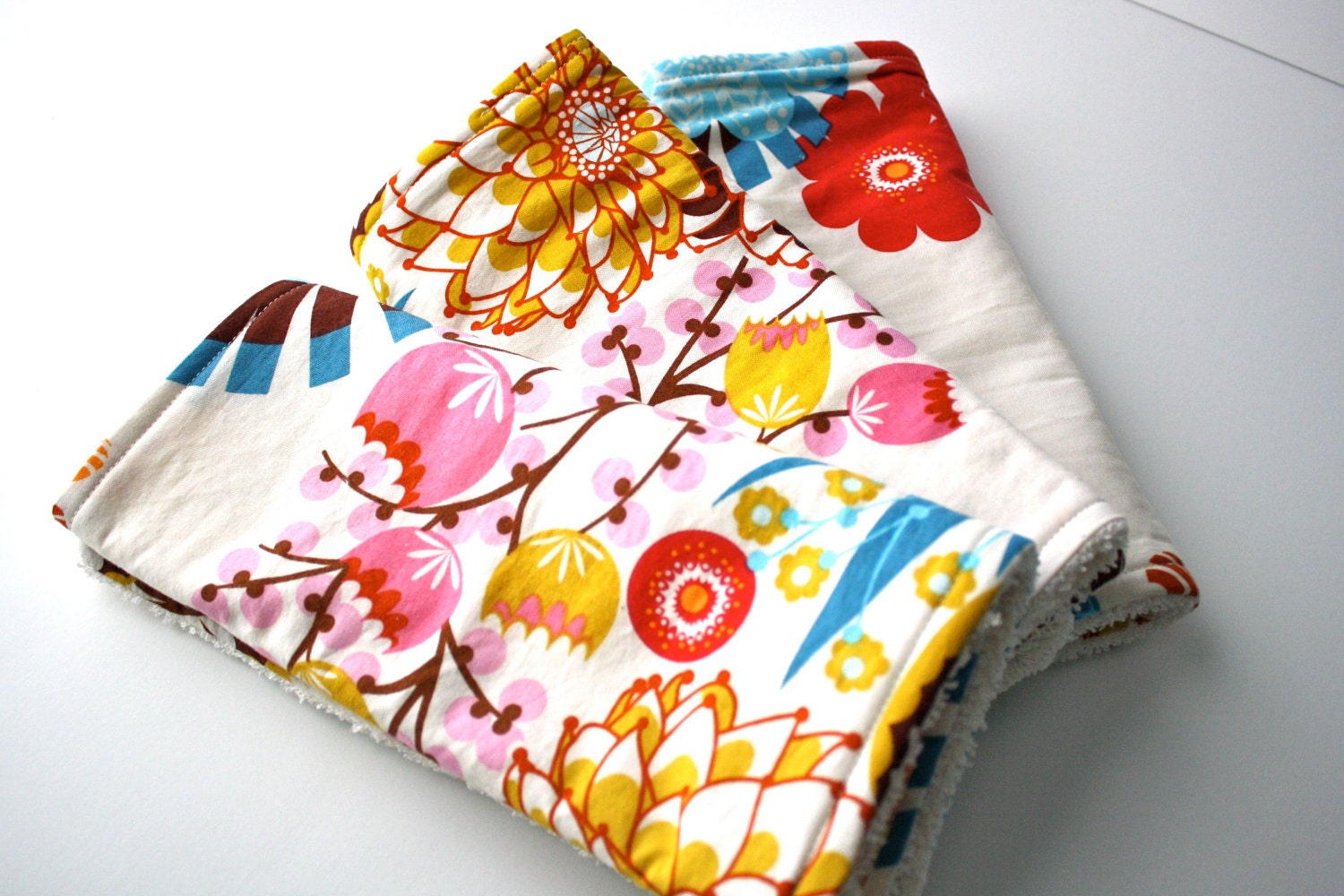 Burp cloths, set of 3, multicolor floral print