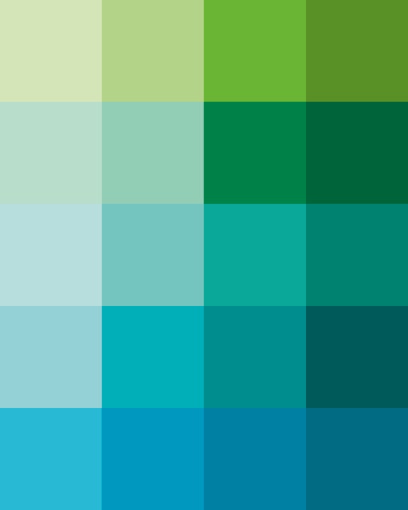 Shades Dew Art Print - Pantone Color Blocks of Mint, Green, Aqua