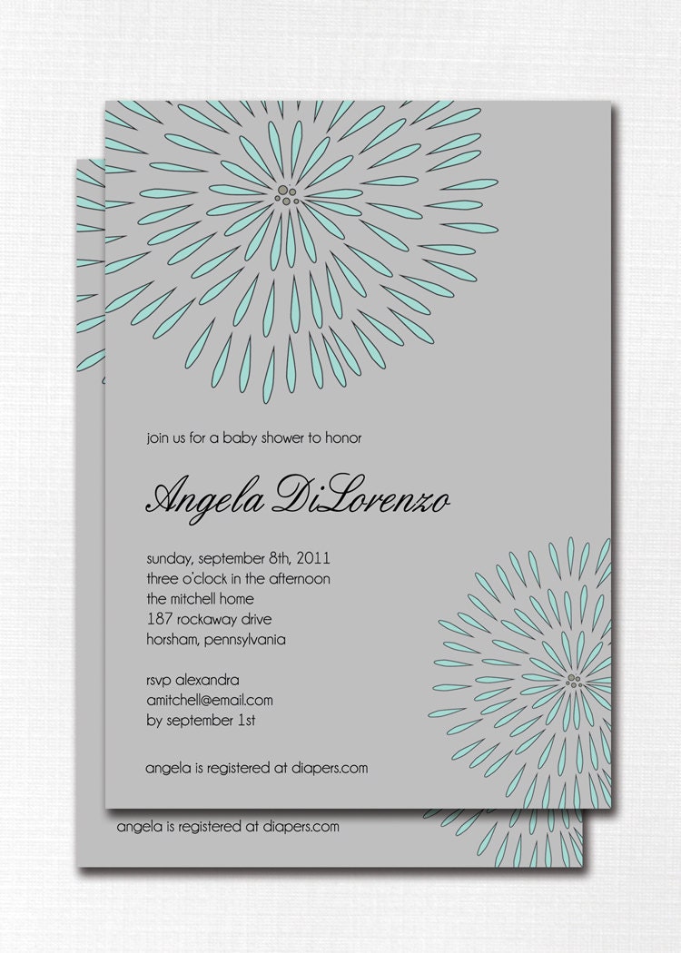 Angela Modern PRINTABLE invitation, you choose custom colors. Bridal, baby shower, birthday, save the date, wedding. Big flower. Simple