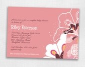 Riley Rose Pink Floral Invitation Card. Birthday Surprise Party Wedding or Bridal Baby Shower. Printable or I Print.