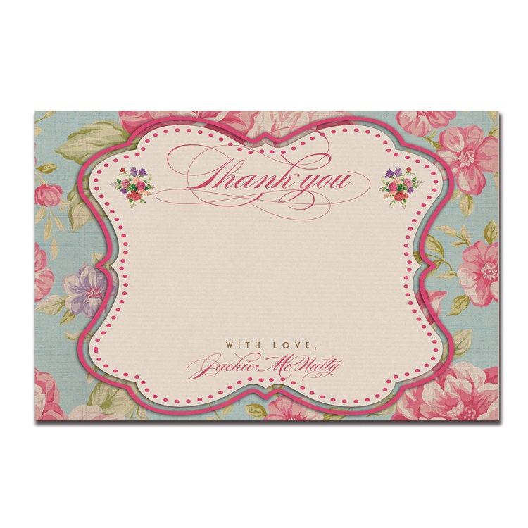 Vintage Thank You Card Bridal Shower Rustic Bridal Wedding Card Vintage Rose Retro 4x6 Thank You Card DIY Digital or Printed - Jackie Style