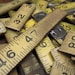 10 Antique Wooden Folding Ruler Piecies Woodgraine Natural and Yellow Colored