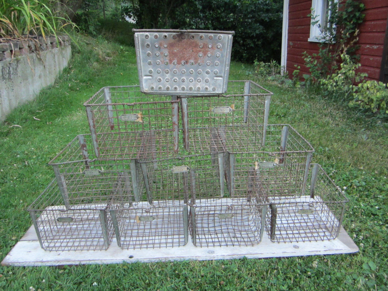 Antique Wire Industrial Machine Age Wire Baskets Vintage Gym Baskets Washburn Choice of 3