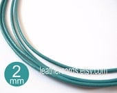 2 meters/2.2 yards/6.6 feet 2 mm leather cord round, turquoise