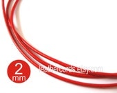 5.5 yards, 5 meters, 16,4 feet round leather cord, red, 2 mm