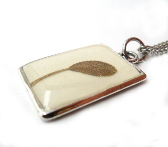 Sage Leaf Pendant Necklace - Handmade Botanical Jewelry covered in Epoxy Resin