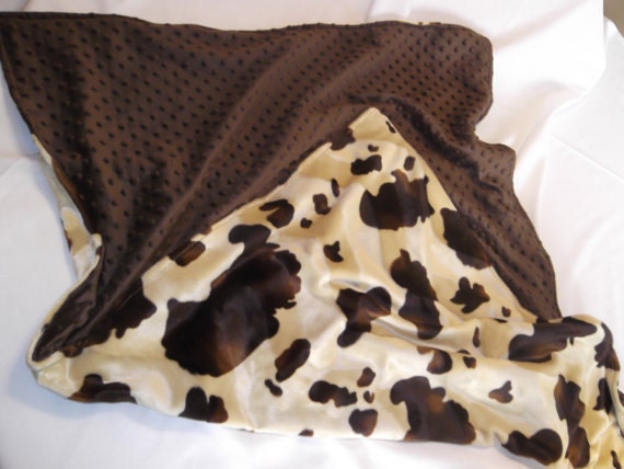 Western Baby Blanket Cowprint and Minky - Oversized