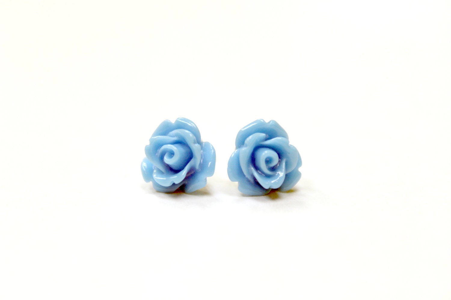 Rose Earrings - Sky Blue