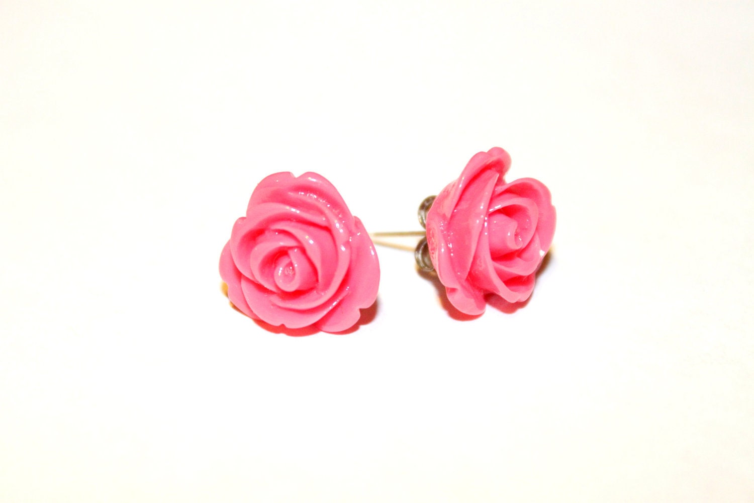 Rose Earrings - Pink