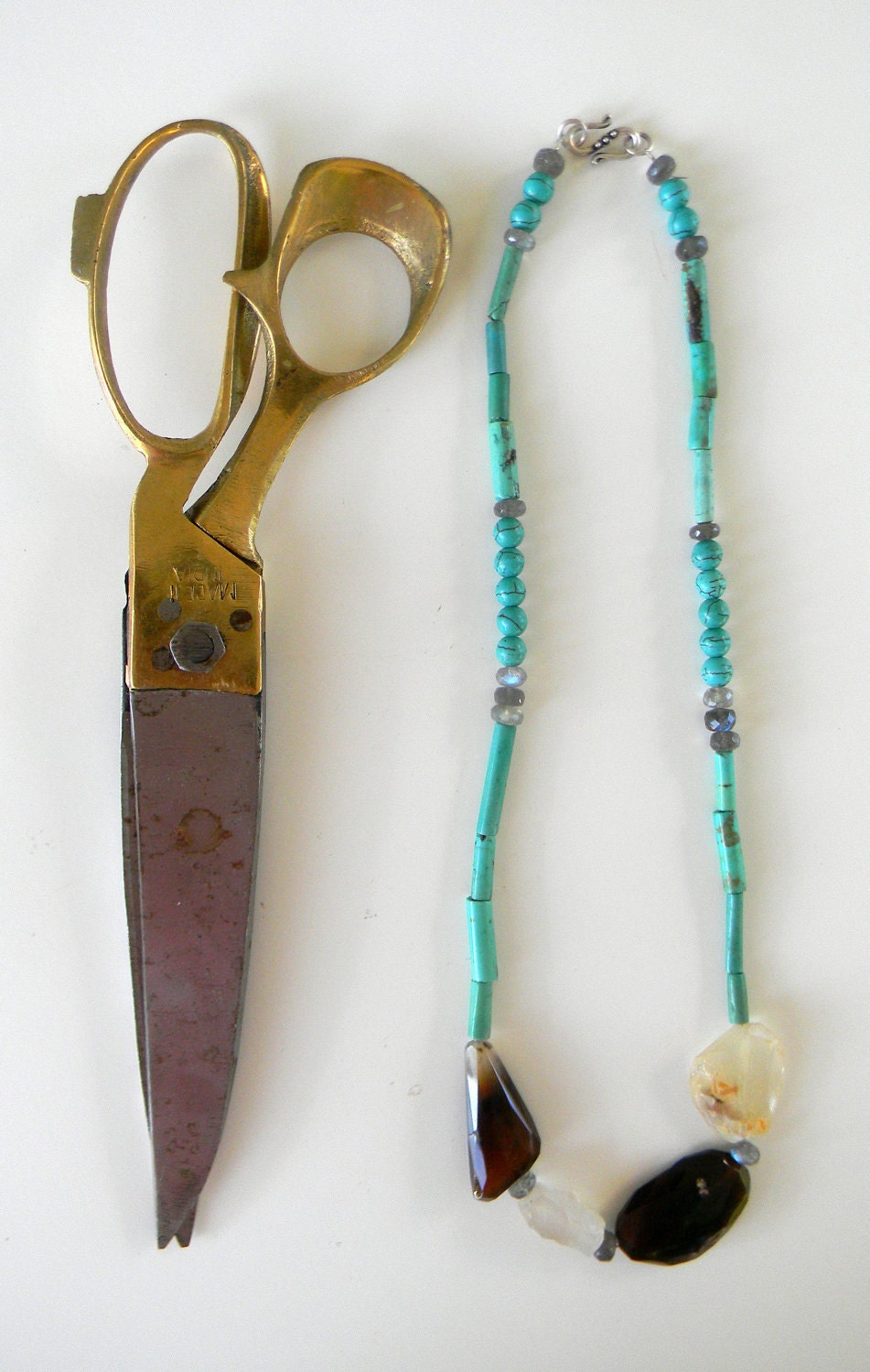 chrysoprase and smokey quartz SLOANE necklace with labradorite