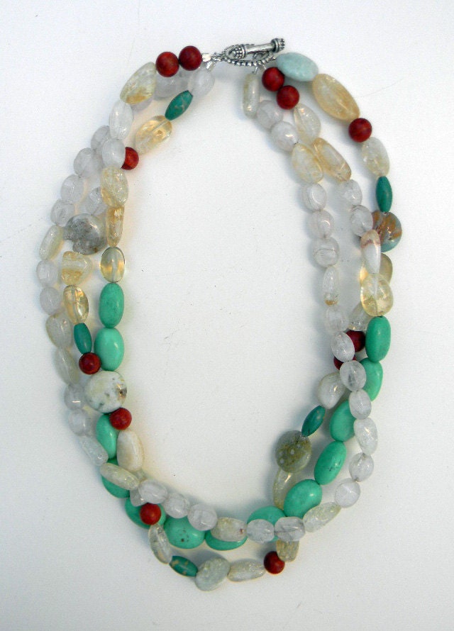 chrysophrase and rutilated quartz CECILIA necklace