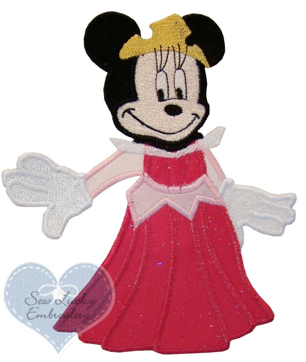 Minnie Mouse as Aurora Applique Embroidery Patch - Ready to Ship