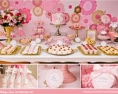 VINTAGE Doily Printable Set - Birthday Invitation, Cupcake Toppers, Favor Tags, Candy Wrappers, Bunting and more