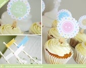 BABY SHOWER Printable Set - Gender Neutral - Cupcake Toppers, Bunting, Favor Tags, Buffet Labels & more