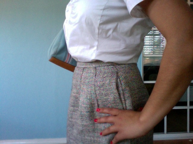 1990s Tweed Light Brown Pencil Skirt Size S - M