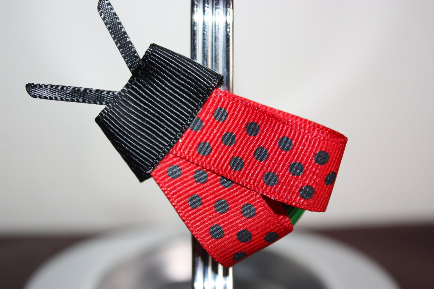 Lady Bug Hair Clip-Ribbon Sculpture Hair Clip-Party Favors