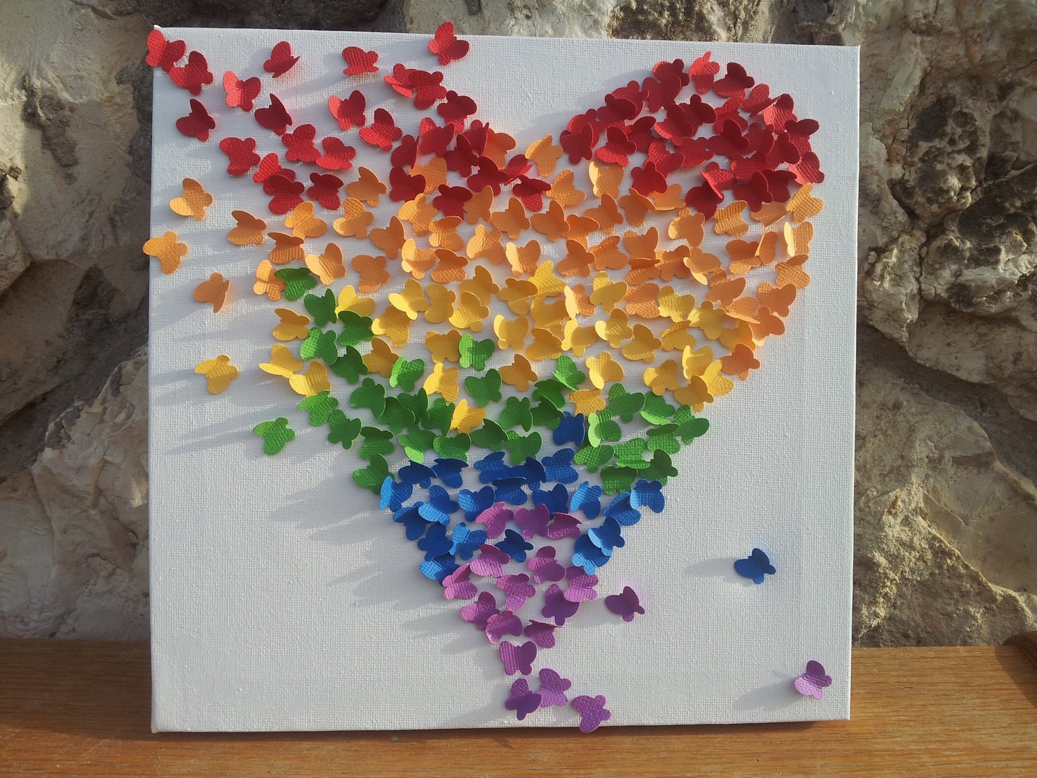 3D Butterfly Art / Butterfly Rainbow Heart / Nursery Decor /Children's Room Decor / Modern Art for Children - Made to Order