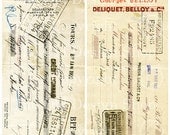 VINTAGE FRENCH RECEIPTS 2 Digital Collage Sheet for Cardmaking Scrapbooking Altered Art Mixed Media