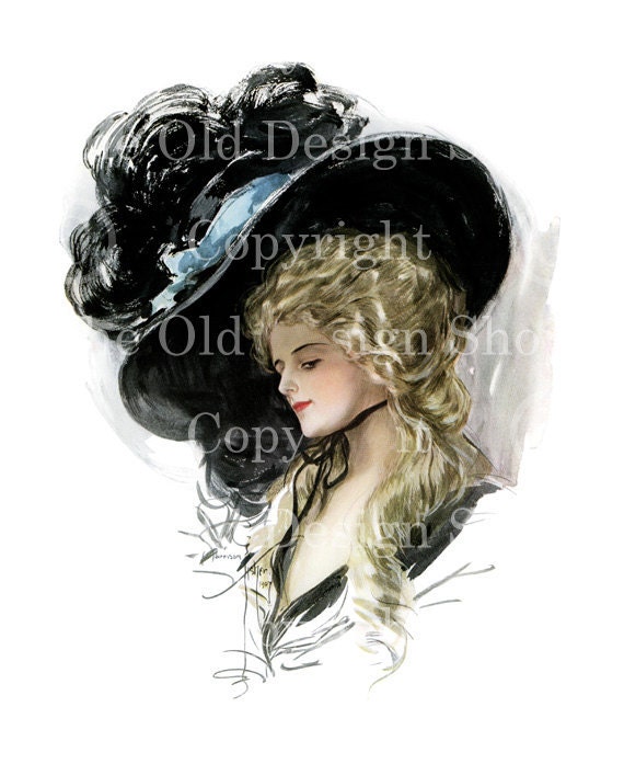 HER DAINTY GLOVE Harrison Fisher Victorian Lady for Card Making Altered Art Mixed Media Digital Download