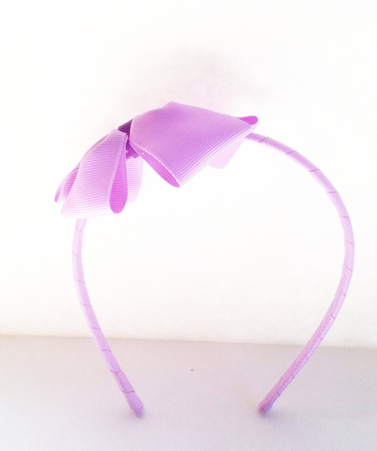 Lavender grossgrain ribbon wrapped headband with bow