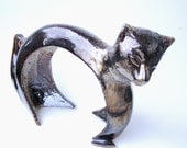 Brown  cat, ceramic sculpture, home decor