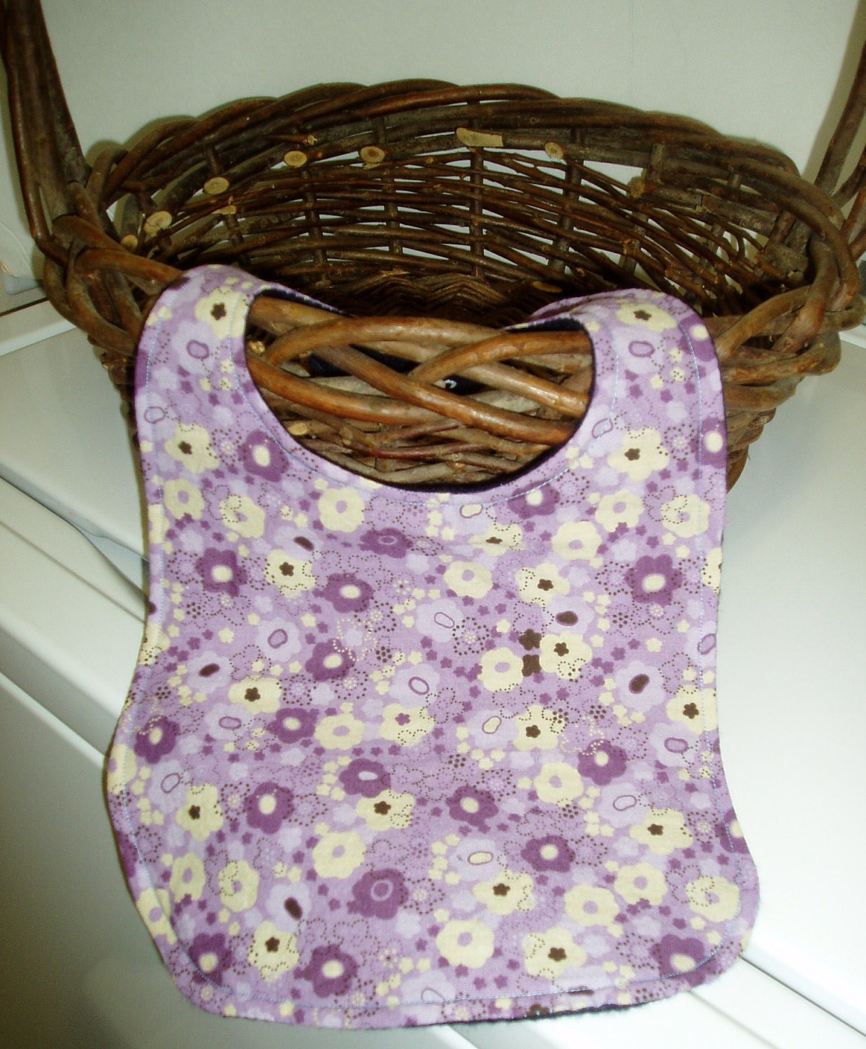 Flowers Baby Bib - Purple Infant Toddler Bib