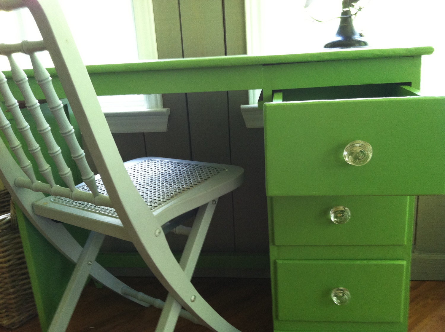 Shabby green cottage desk