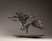Cowboy Made Blacksmithed Steel Wild Horse Sculpture - ArtOfTheHorse