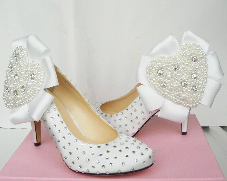 Make to order hand made princess crystal shoes wedding shoes white
