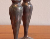 Tall Silver Antique Salt and Pepper Gothic Set