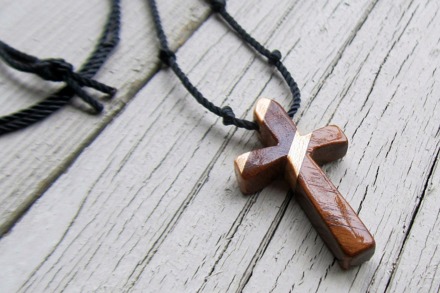 Mens Cross Pendant - Walnut & Maple - Necklaces for Men