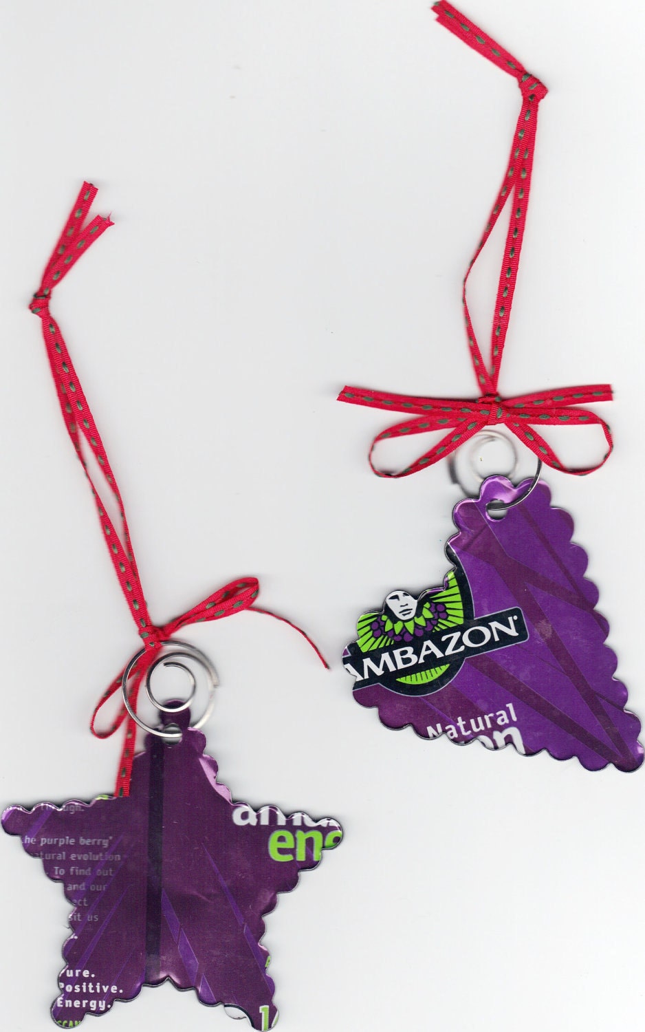 NEW 2 RECYCLED ORNAMENTS from recycled can