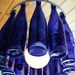 Wine Bottle Chandelier- Blue Moon-Stainless Steel with Cobalt Blue Bottles