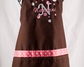 Monogrammed Apron Brown Personalized with Dots