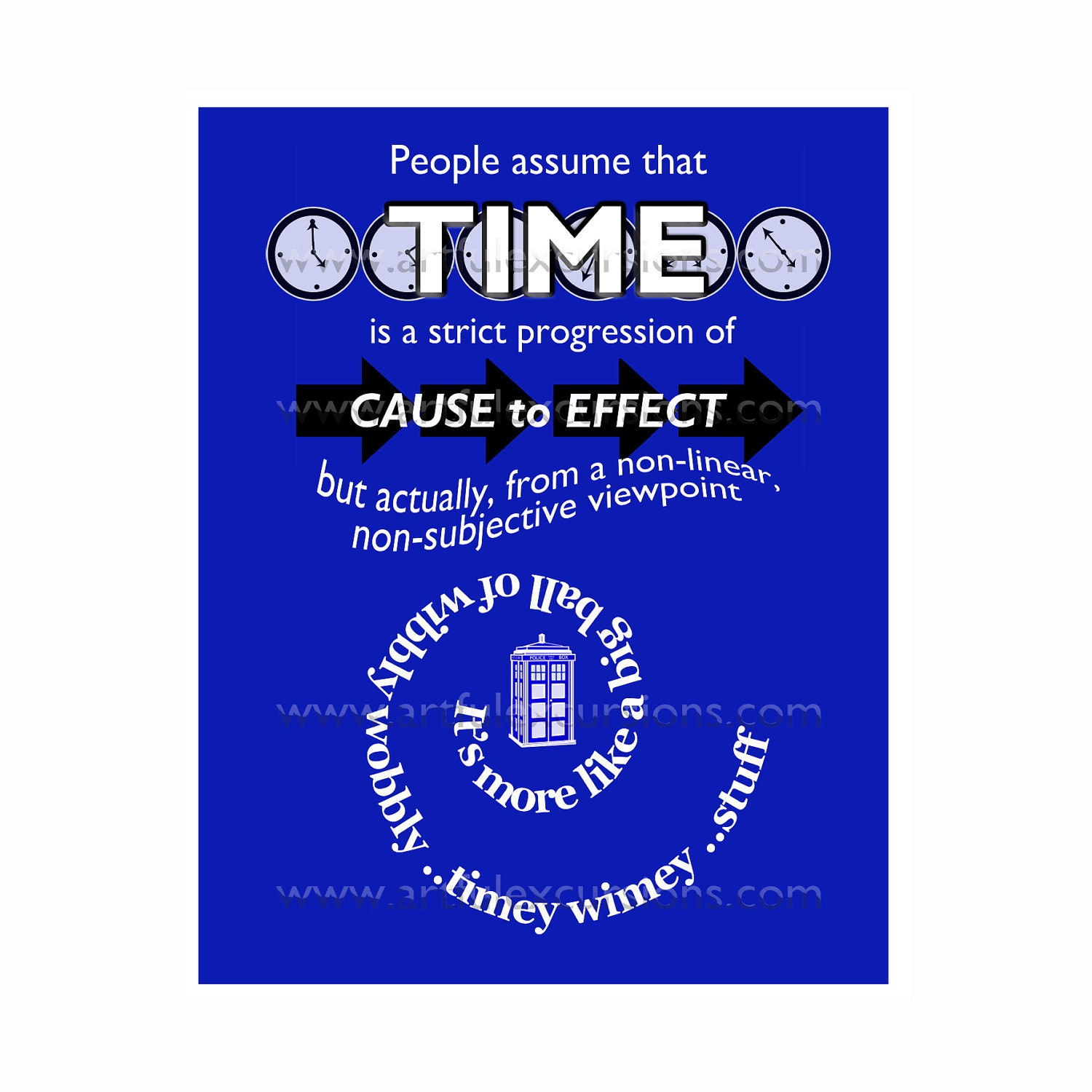 Doctor Who print poster timey wimey Wibbly Wobbly  Dr Who Quote 16 x 20 TARDIS Print doctor who Posters geekery
