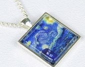 Doctor Who Jewelry Tardis Van Gogh Necklace Starry Night  Dr Who Necklace Doctor Who Silver Jewellery Dr Who Pendant