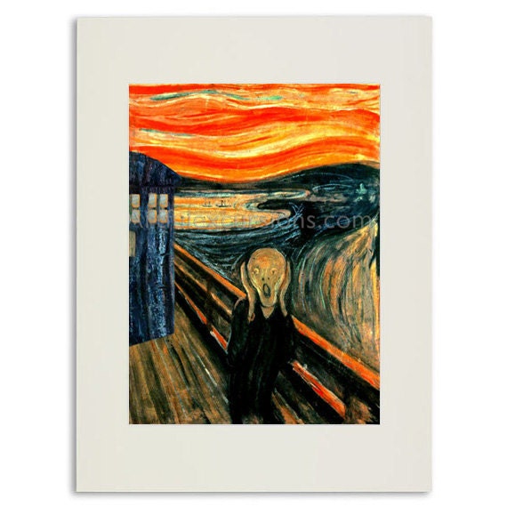 Doctor Who Print Dr who Matted Print Tardis 8 x 10 inch art the scream munch, Doctor Who Art Painting Print Poster Gift Idea Geek Science