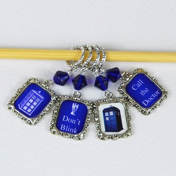 stitch markers Doctor who stitch marker dr who knit accessories who crochet supplies knitting tools tardis call the doctor who don't blink