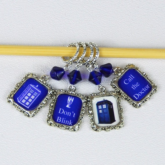 stitch markers Doctor who stitch marker dr who knit accessories who crochet supplies knitting tools tardis call the doctor who don't blink