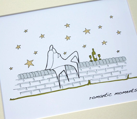 Romantic moments Anonymity Illustrative print (10" x 12" / 255mm x  305mm)