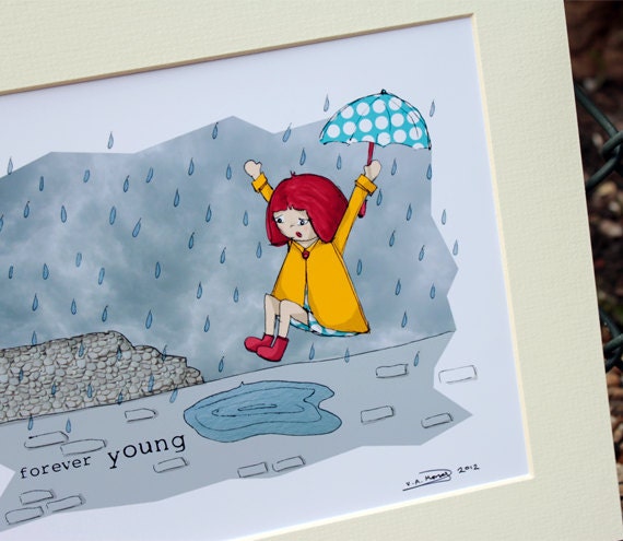Original art illustrative print, Forever young (10" x 12")
