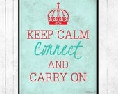 Keep Calm and Carry On Art Print Poster Turquoise