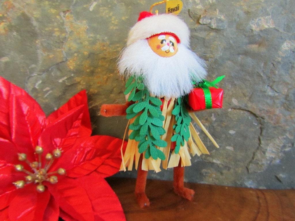 Christmas Ornament - Hula Santa from Hawaii- Original Handmade