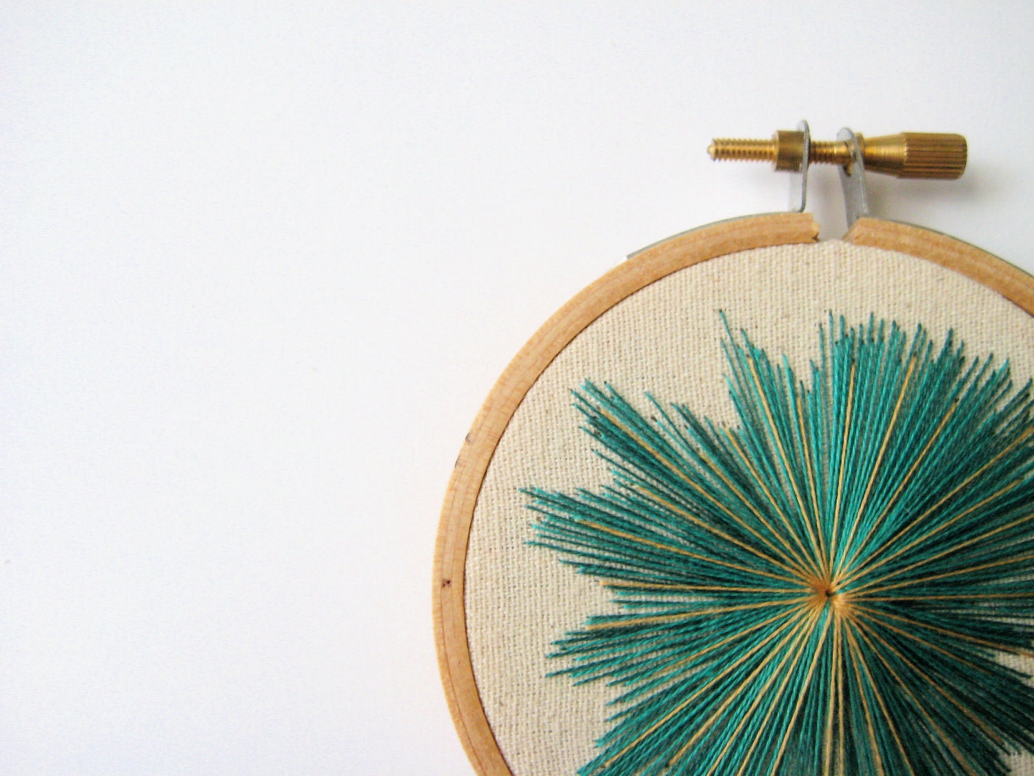 Teal, Blue and Gold Starburst Embroidery Hoop Art - IFeltFuzzy