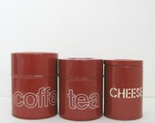 Vintage Tin Canisters Set 1970s Coffee and Tea