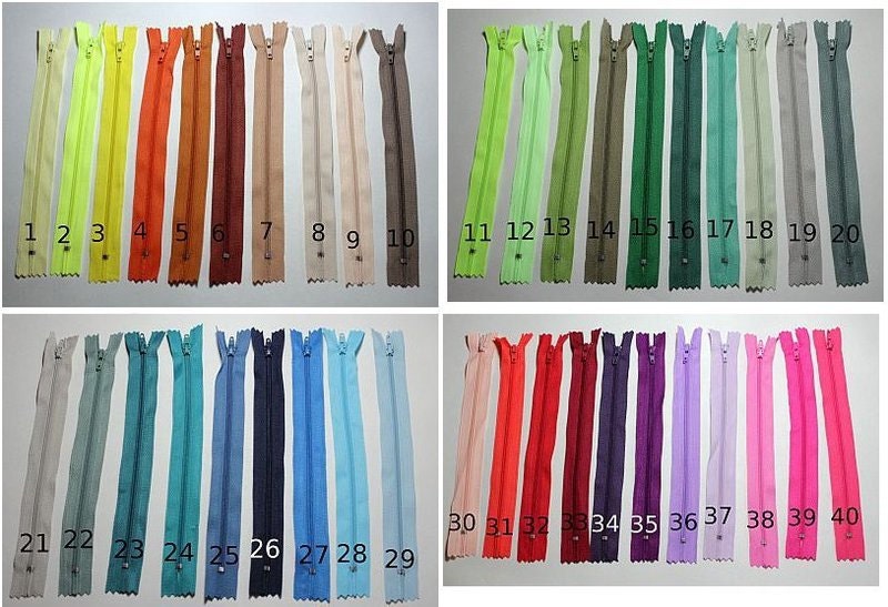 10 assorted 8"  size 3 Zips - free choice of colours