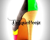 Swarovski Crystal - Multi Neon Toe Pump - Size 8- FREE SHIPPING - Free Gift
